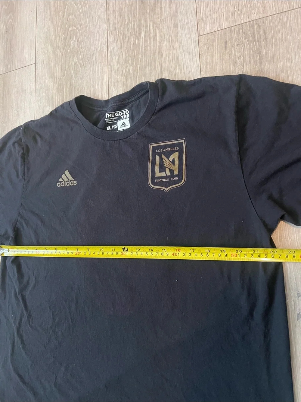 adidas Black LAFC Short-Sleeve Logo Tee with Gold Accents